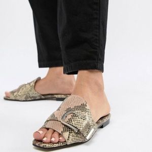 ASOS WHITE Clover Leather Flat Mules